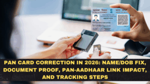 PAN Card Correction in 2026: Name/DOB Fix, Document Proof, PAN-Aadhaar Link Impact, and Tracking Steps